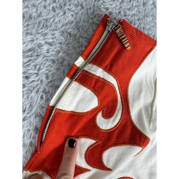 Vanessa Virginia Anthropologie Womens Skirt Sz 10 Red/White Abstract Hawaiian - Picture 3 of 11